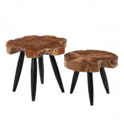 Table d'appoint Naturel Noir bois de teck 60 x 60 x 50 cm