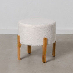 Puff Tessuto Sintetico Beige Legno 46 x 46 x 46 cm