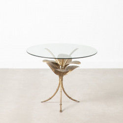 Mesa auxiliar Cristal Dorado Metal 60 x 60 x 45 cm