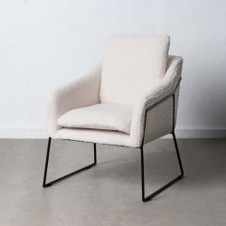 Armchair 69 x 80 x 79 cm Synthetic Fabric Beige Metal