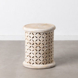 Table d'appoint 37 x 37 x 46,5 cm Blanc Bois de manguier