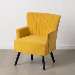 Armchair 63 x 50 x 83 cm Synthetic Fabric Wood Yellow