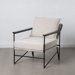 Fauteuil 69 x 79 x 82 cm Tissu Synthétique Beige Métal