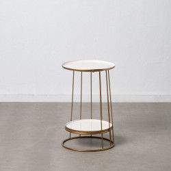 Table d'appoint 40,5 x 40,5 x 62 cm Doré Blanc Fer