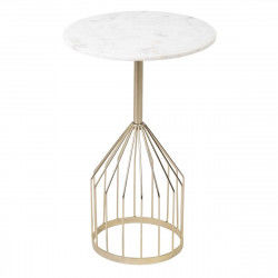 Table d'appoint 41,5 x 41,5 x 66 cm Doré Blanc Marbre Fer