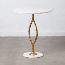 Table d'appoint 60 x 60 x 71 cm Doré Métal Blanc Marbre