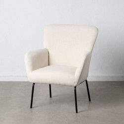 Armchair 71 x 69 x 87 cm Synthetic Fabric Metal Cream