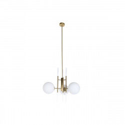 Suspension DKD Home Decor 64 x 64 x 64 cm Verre Doré Métal Blanc 50 W