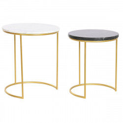 Jeu de 2 tables DKD Home Decor Blanc Noir Doré 40 x 40 x 46,5 cm