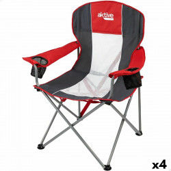 Inklapbare campingstoel Aktive Donker grijs Rood 56 x 98 x 59 cm (4 Stuks)