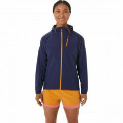 Veste de Sport pour Femme Asics Fujitrail WaterProof Bleu foncé