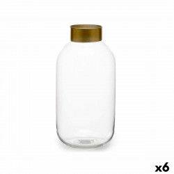 Vaas Transparant Gouden Glas 14,5 x 29,5 x 14,5 cm (6 Stuks)