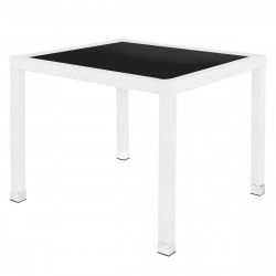 Eettafel Marlene Aluminium Kristal Rotan Gehard glas 90 x 90 x 76 cm