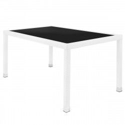 Eettafel Marlene Aluminium Kristal Rotan Gehard glas 160 x 90 x 76 cm