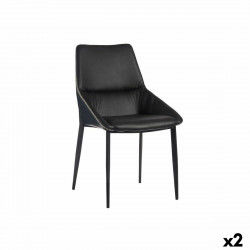 Fauteuil Tressé Bleu Noir Acier 50 x 87 x 61 cm (2 Unités)