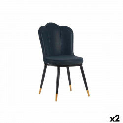 Fauteuil Coquillage Bleu Noir Doré Acier 53 x 58 x 67 cm (2 Unités)