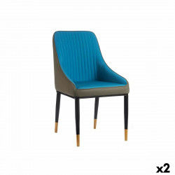 Fauteuil Rayures Bleu Noir Gris Acier 51 x 92 x 65 cm (2 Unités)