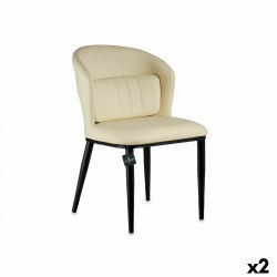 Fauteuil Rond Noir Crème Acier 51 x 83,5 x 54 cm (2 Unités)