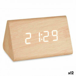 Digitale Desktop-Uhr Braun PVC Holz MDF 11,7 x 7,5 x 8 cm (12 Stück)