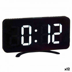 Reloj Digital de Sobremesa Negro ABS 15,7 x 7,7 x 1,5 cm (12 Unidades)