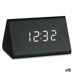 Montre Numérique de Table Noir PVC Bois MDF 11,7 x 7,5 x 8 cm (12 Unités)