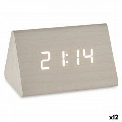 Digitale Desktop-Uhr Weiß PVC Holz MDF 11,7 x 7,5 x 8 cm (12 Stück)