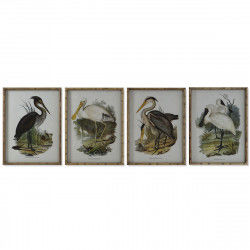 Cuadro DKD Home Decor Pájaros Oriental 45 x 3 x 60 cm (4 Unidades)