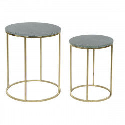 Set of 2 tables DKD Home Decor Green Golden 46 x 46 x 58 cm