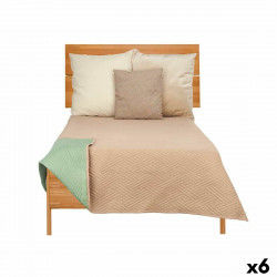 Colcha Reversible 180 x 260 cm Verde Beige (6 Unidades)