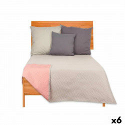 Omkeerbare sprei 240 x 260 cm Grijs Roze (6 Stuks)