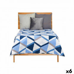 Colcha Reversible 180 x 260 cm Azul Blanco (6 Unidades)