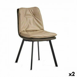 Leunstoel Knoppen Zwart Beige Grijs Staal 62 x 85 x 47 cm (2 Stuks)