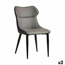 Armchair Black Grey Steel 49 x 86 x 60 cm (2 Units)