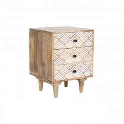 Mesita de Noche DKD Home Decor Natural Blanco Madera de mango 45 x 40 x 60 cm