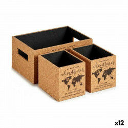 Set decoratieve dozen Bruin Kurk Hout MDF (12 Stuks)