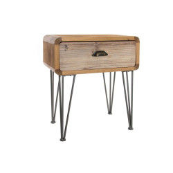 Mesita de Noche DKD Home Decor Natural Madera Metal 51 x 30 x 60 cm