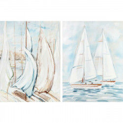 Canvas DKD Home Decor 90 x 3,5 x 120 cm 90 x 3,7 x 120 cm Jacht Mediterrane...