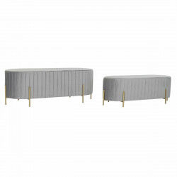 Banqueta DKD Home Decor   Gris Dorado Metal 123 x 50 x 45 cm