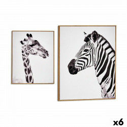 Quadro Zebra Giraffa Truciolare 41,2 x 51,5 x 2 cm (6 Unità)