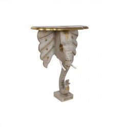 Console DKD Home Decor Eléphant Blanc Gris Doré Laiton Bois de manguier 80 x...