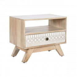 Comodino DKD Home Decor Bianco Naturale Legno di mango 55 x 35 x 45 cm