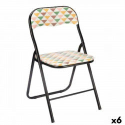 Folding Chair Geometric Black PVC Metal 43 x 46 x 78 cm (6 Units)