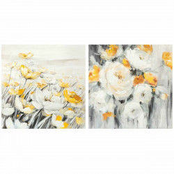 Quadro DKD Home Decor 90 x 3,7 x 90 cm Fiori Cottage (2 Unità)