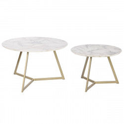 Set of 2 tables DKD Home Decor White Golden 80 x 80 x 47,5 cm