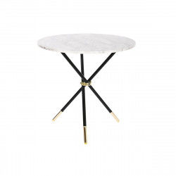 Table d'appoint DKD Home Decor Blanc Noir Doré Métal Bois MDF 80 x 80 x 76 cm