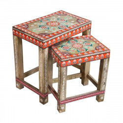 Set of 2 tables DKD Home Decor Multicolour Natural 45 x 30 x 45 cm 45 x 28,5...