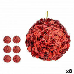 Set kerstballen Pailletten Rood Plastic 10 x 10 x 10 cm (8 Stuks)