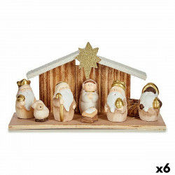 Belén de Navidad Blanco Marrón Dorado Madera Cerámica 11 x 15,5 x 30 cm (6...