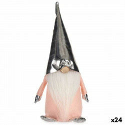 Figurine Décorative Gnome Blanc Rose Argenté Polyester Bois Sable 12 x 34 x...