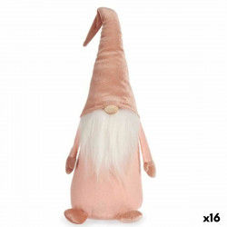 Decorative Figure Gnome Pink Polyester Wood Sand 14 x 48 x 17,5 cm (16 Units)